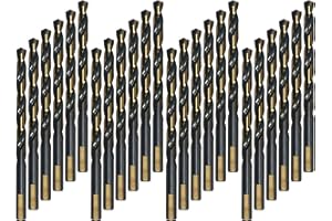 VALYRIANTOOL HSS Twist Drill Bits | 24 Pcs Black and Gold Coated Drill Bits Set | 3/16 Inch 3-Flat Shank Jobber Drill Bits for Drilling on Mild Steel, Copper, Aluminum, Zinc Alloy