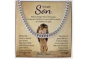 FG Family Gift Mall To My Son From Mom, Son Gifts From Mom and Dad, Mother and Son Necklace, Birthday Gift For My Son Graduation Christmas Cuban Link Chain Necklace Present