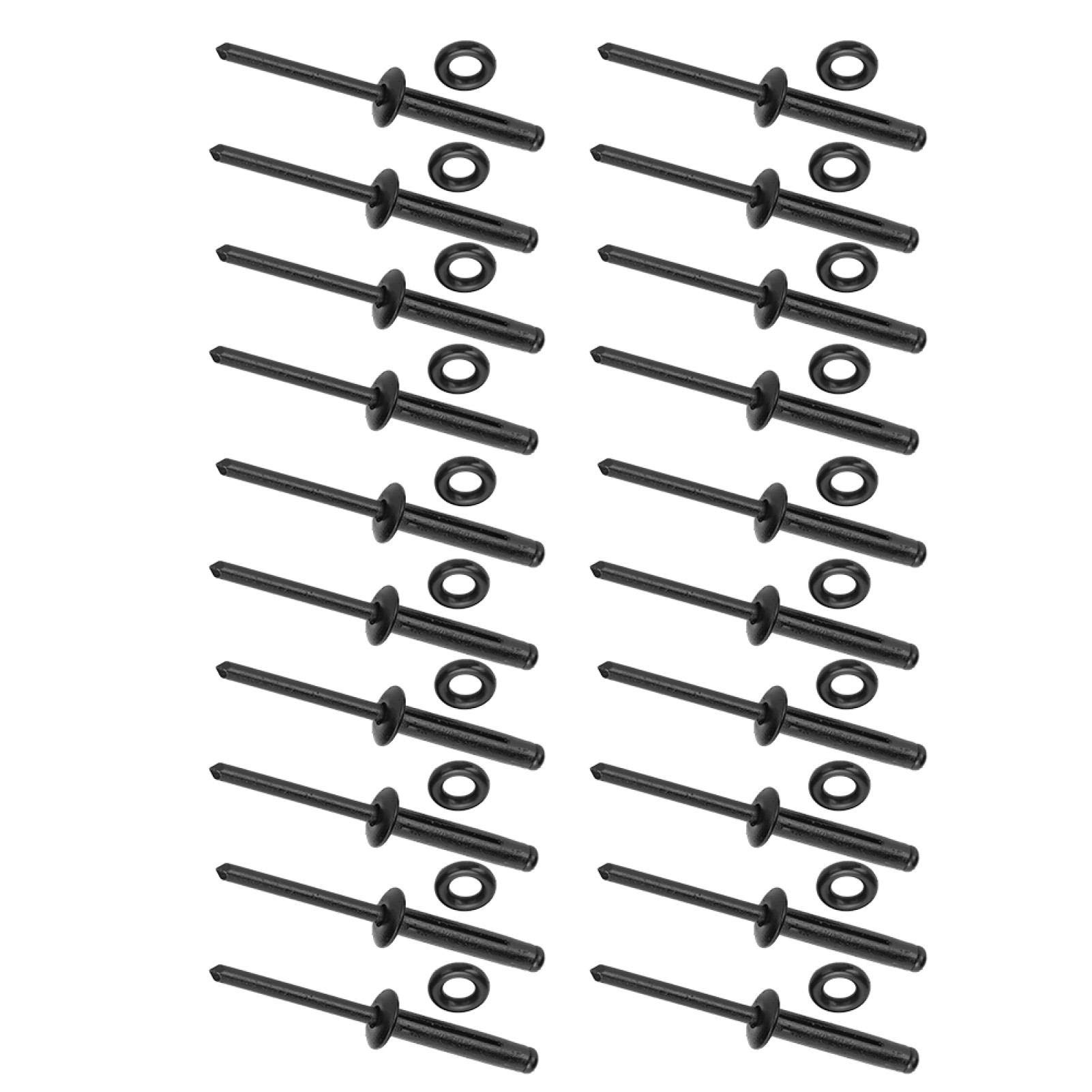 FECAMOS Durable Rubber Washers Kayak Rivet Kit Waterproof Rivets with Black Powder Coating,for Kayak