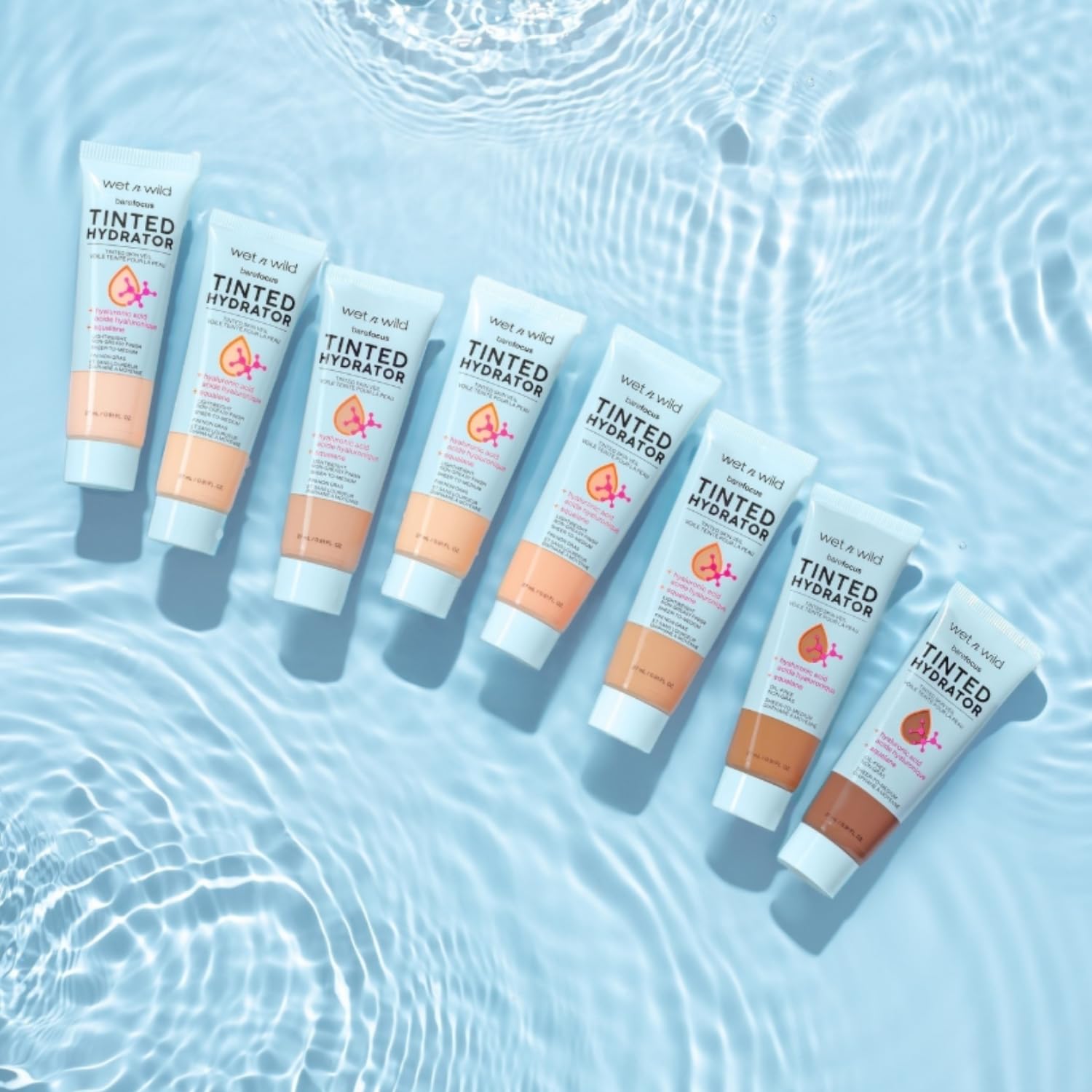 wet n wild Bare Focus Tinted Hydrator Tinted Skin Veil, Lightweight Buildable Coverage with Hyaluronic Acid & Vegan Squalane, Semi-Matte Finish, Cruelty-Free - Medium Tan