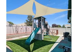 Coarbor 12'x12'x12' Sun Shade Sail Triangle Heavy Duty Fabric Cloth Screen for Patio Garden Yard Deck Pergola Canopy Water Permeable & UV Resistant (Beige)