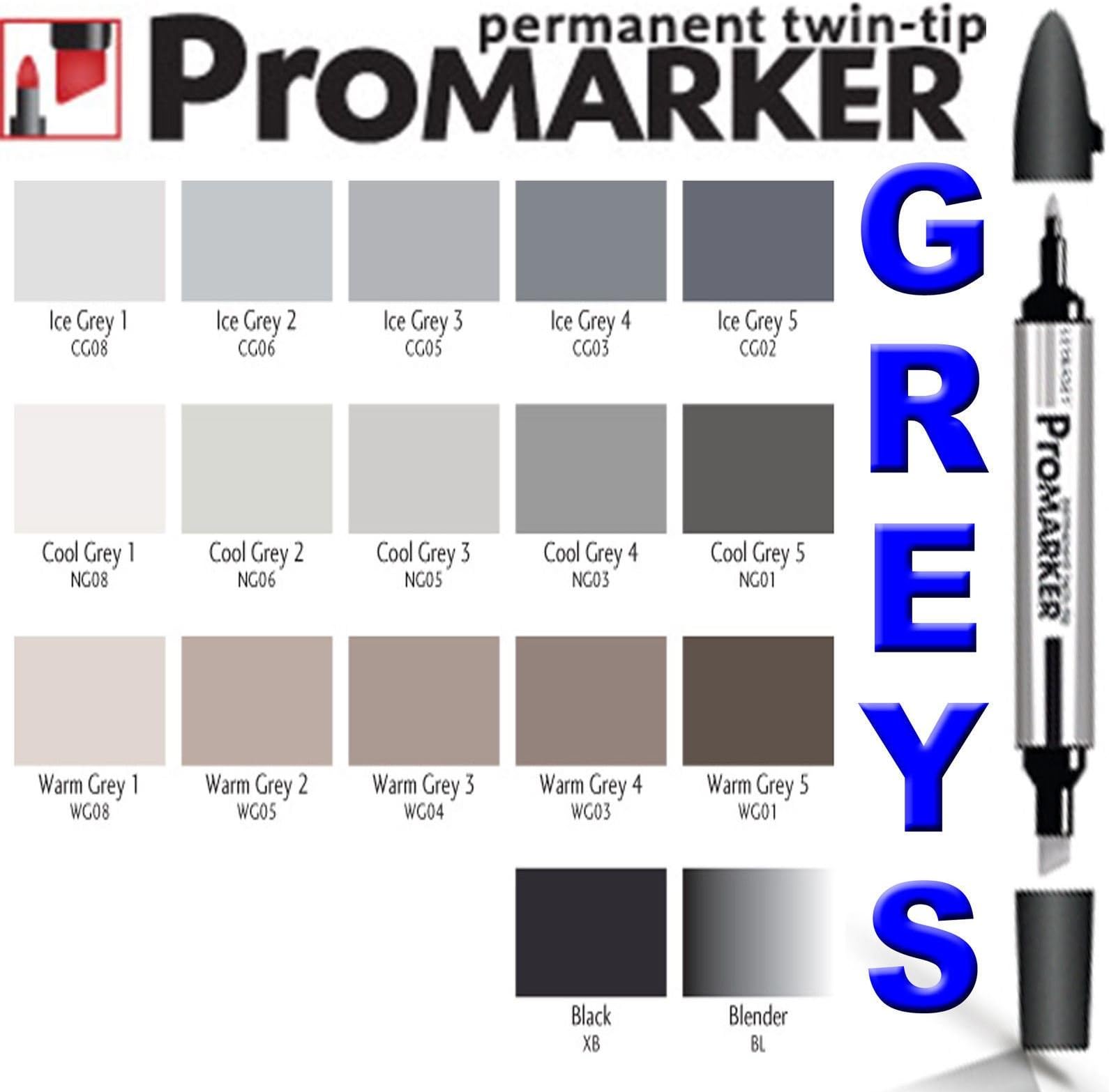 W&N PROMARKER 6 PACK-GREYS