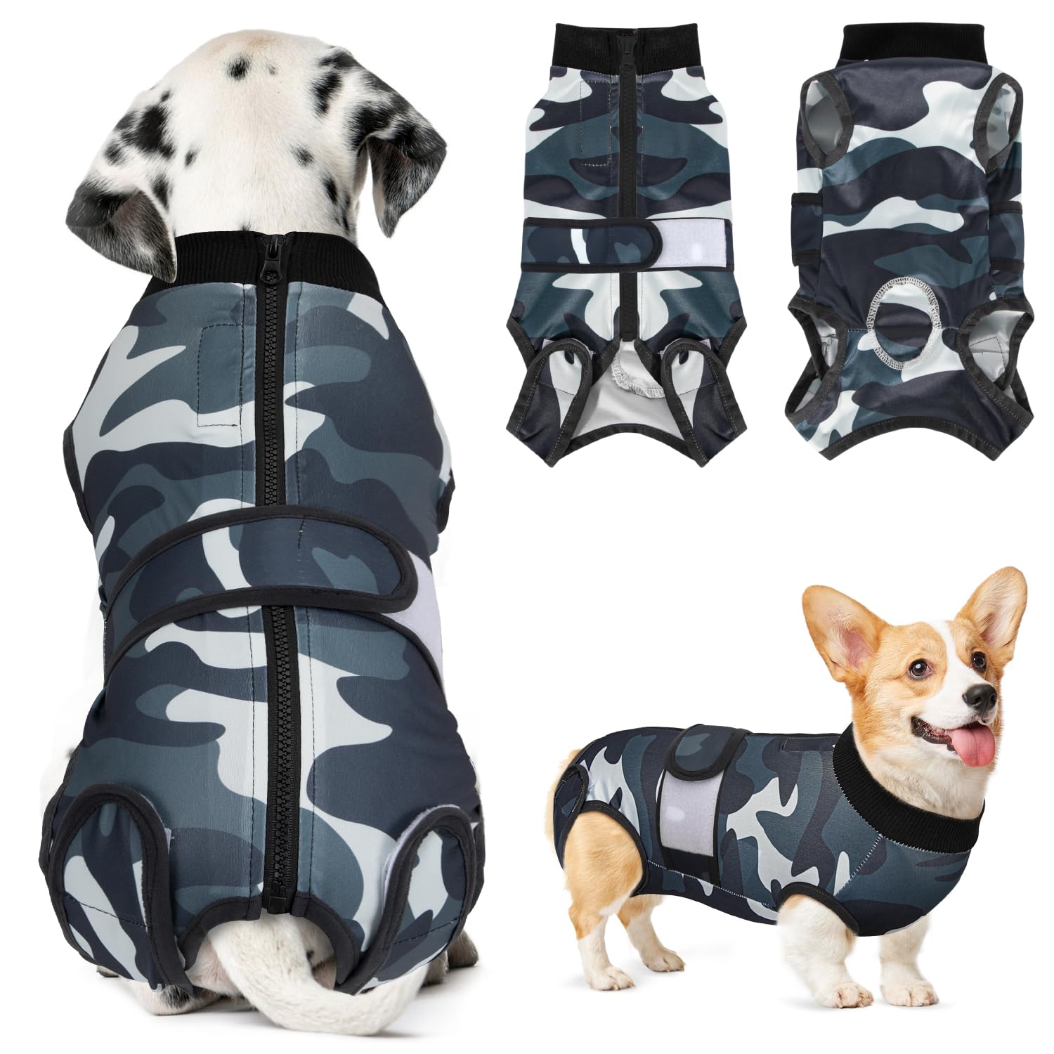 SlowTon Dog Surgery Recovery Suit, Anti-Licking Puppy Medical Onesie with Zipper, Surgical Bodysuit Abdominal Wounds Protector, Professional Cone Collar Alternative for Female and Male Dog