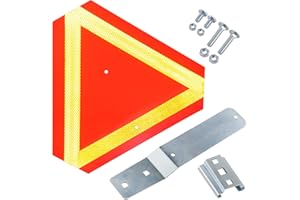 GELASKA Slow Moving Vehicle Sign with Sign Mounting Brackets for Golf Cart, Smv, UTVs, Farm Tractor, Horse Drawn Carriages Sign Bracket (1 Vehicle Triangle Sign, 1 Mounting Bracket, 4 Bolts, 4 Nuts)