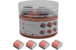 YQSIYU Lever Wire Connectors 4 Port (25 Pack), 28-12AWG Quick Connect Electrical Terminals, Wire Connectors, Quick Connect Electrical Terminal with Gray Shell and Orange Handle