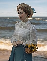 Women's Victorian Lace Tops High Neck Button Down