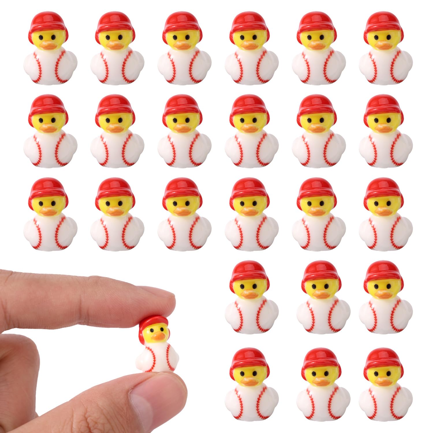 Photo 1 of 25pcs Baseball Resin Duck, Miniature Sport Duck Ornament Baseball Party Favors Micro Landscape Ornament for Dollhouse Garden Accessories (Red)