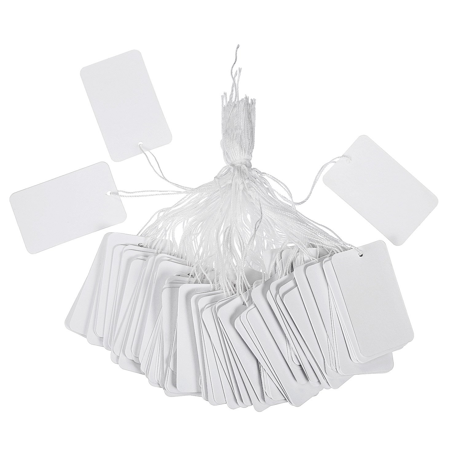 500 Pieces White Strung Pricing Tags Rectangle Jewelry Labels Clothing Display Hang Tags Marking Tag, 30 by 48 mm