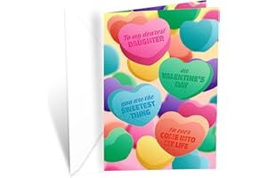 Prime Greetings Daughter Valentine's Day Card, Made in America, Eco-Friendly, Thick Card Stock with Premium Envelope 5in x 7.75in, Packaged in Protective Mailer (Sweet Candy)