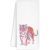 BNHJKFQZ Pink Tiger Kitchen Hand Towels,Pink Decorations Tea Towels Dish Rags,Gifts for Women Tiger Lovers,Kitchen Bathroom Decor,16x24 Inch