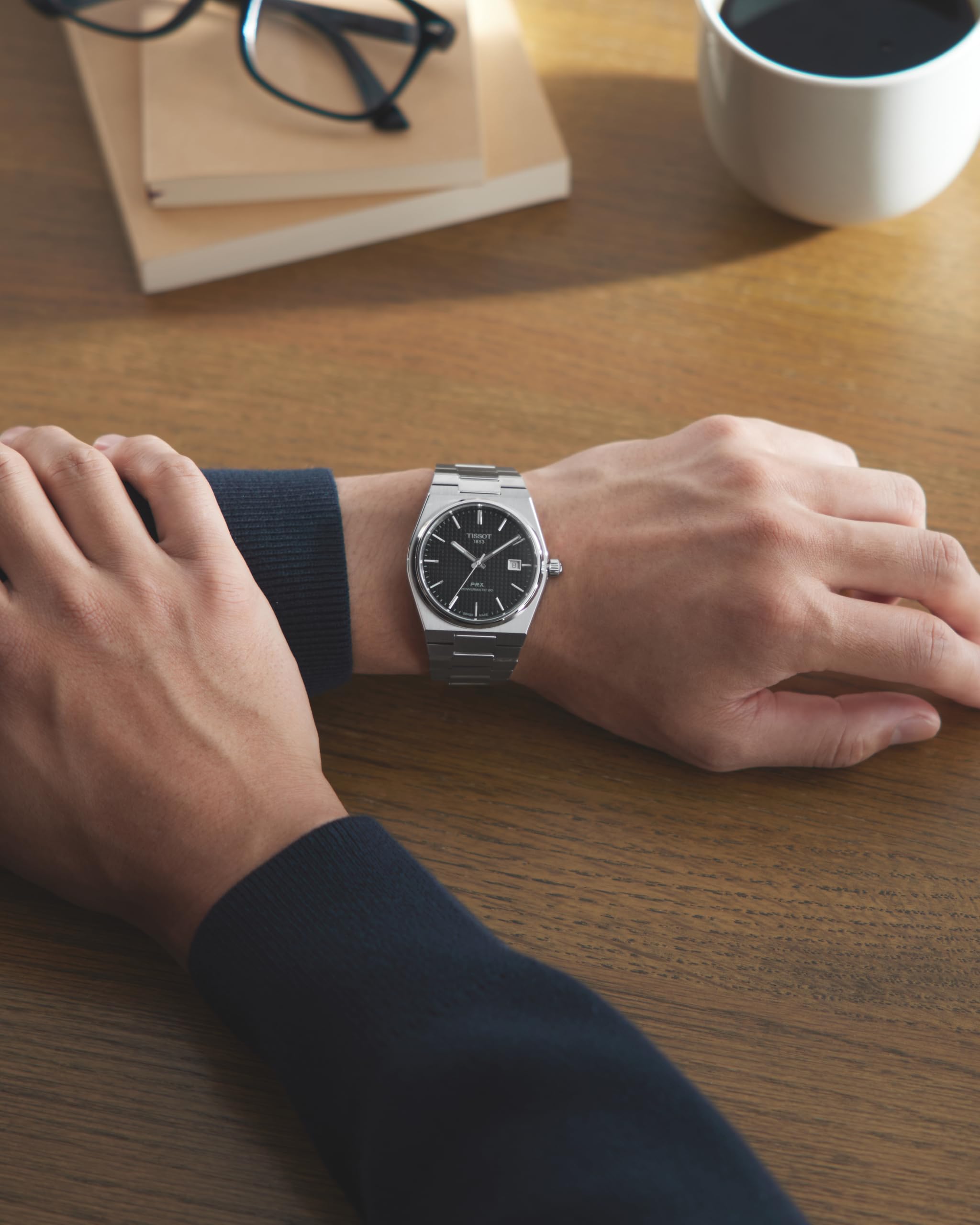 Tissot PRX Powermatic 80, Swiss Automatic Watch for Men, Stainless Steel Case, Black Dial, (Model: T1374071105100)