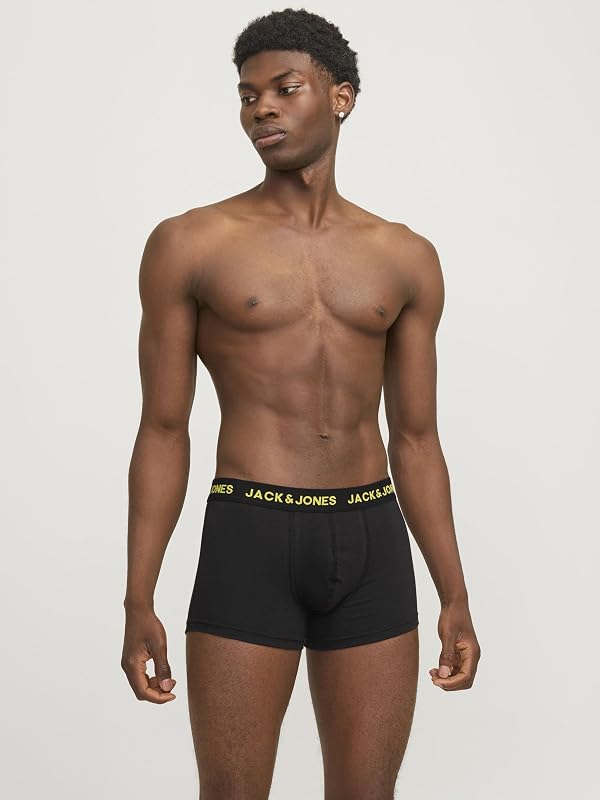 JACBASIC Trunks 7 Pack Boxer a Pantaloncino Uomo, Nero, L