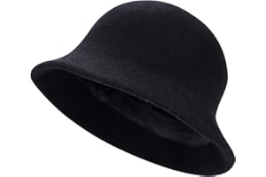 IBLUELOVER Women Cloche Bucket Hat Vintage Faux Wool Felt Hat Winter Warm Church Bowler Cap Ladies Fedora Fall Bell Round Cap