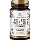 Turmeric Curcumin Supplement with 95% Curcuminoids, Organic Turmeric & Ginger 1750mg, BioPerine Black Pepper for Best Absorption, Nature's Vegan Joint Support, Non-GMO, Bottled in USA - 240 Capsules