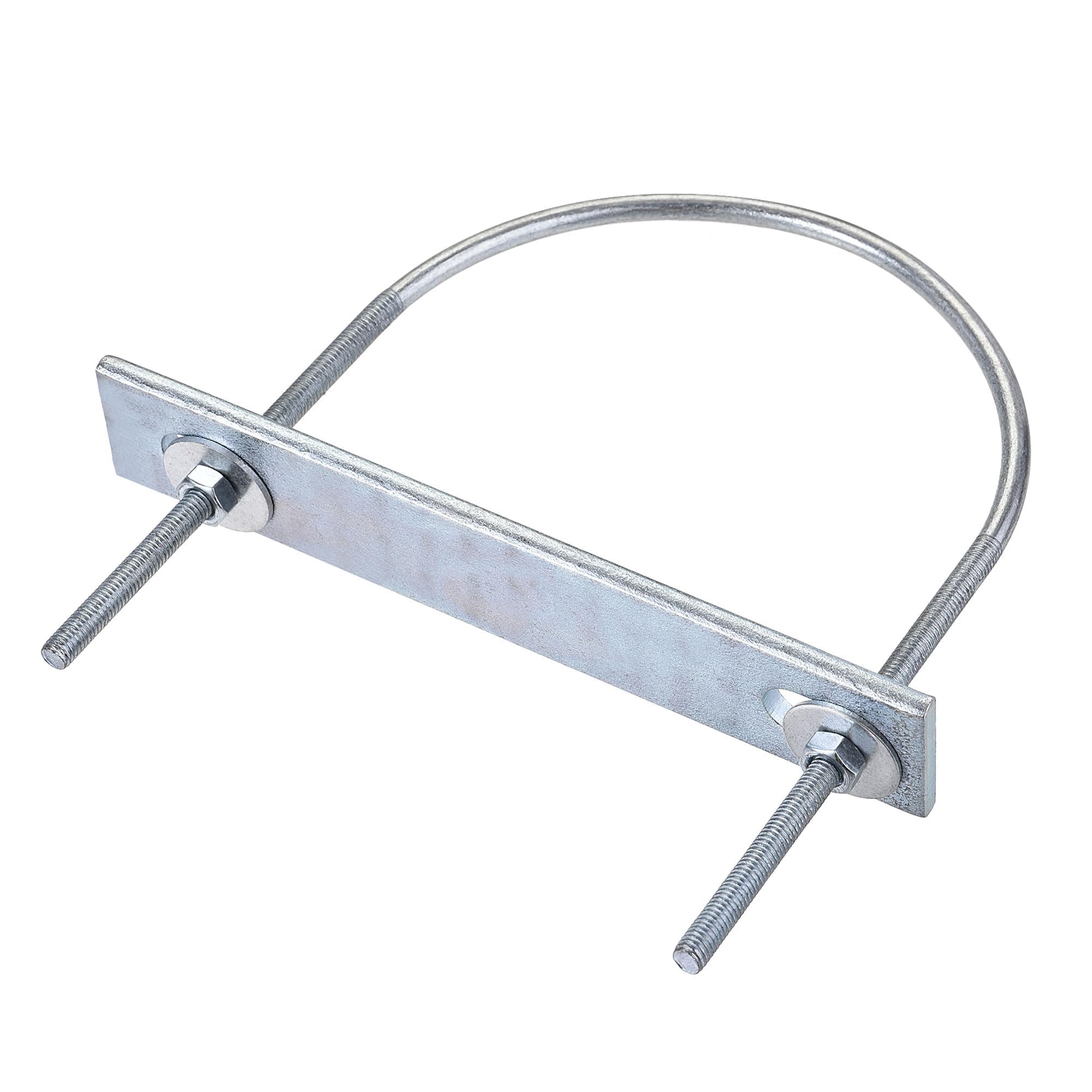 MACHSWON Round U-Bolt,1 Set Zinc Plated Alloy Steel M6 U Bolts 116mm(4.57") Inner Width 163mm Length with Nuts and Frame Plate for Automobiles Boat Trailer