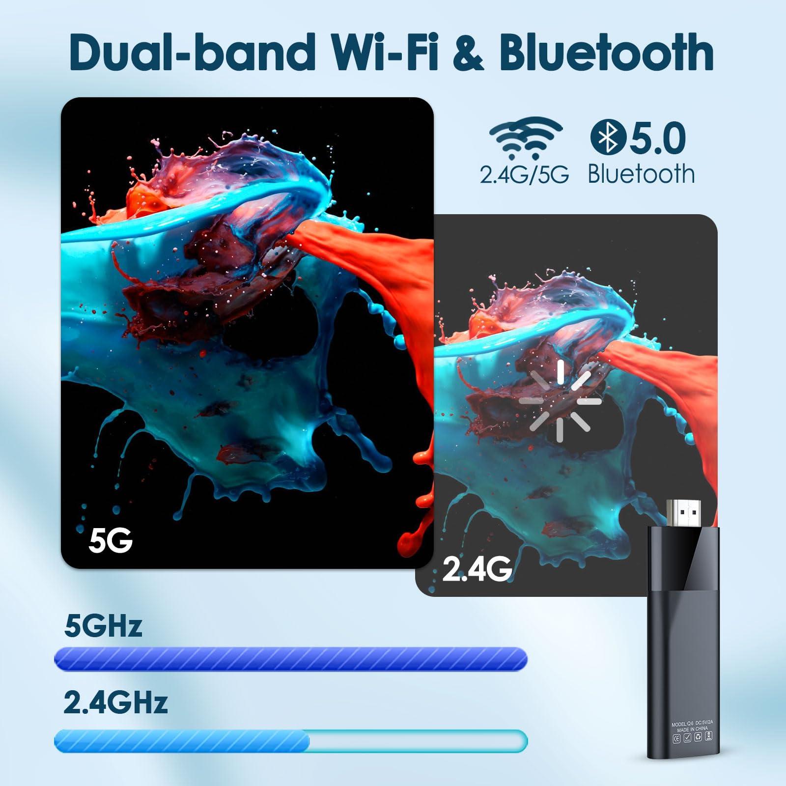 BL Android TV Stick 4K, 2025 Android TV Stick 10.0 2GB RAM 16GB ROM, Tv Stick 4K Ultra HD H313 CPU Supports 2.4G/5G Wi-Fi Bluetooth 5.0 USB HDR10 with Bluetooth Voice Remote Control