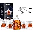 Whiskey Decanter Set Transparent Creative with 4 Glasses,Whiskey Flask Carafe Decanter with 4 Whiskey Stones and Tong,Whiskey Carafe,Glasses for Brandy,Scotch,Vodka,Gifts for Dad,Husband,Boyfriend