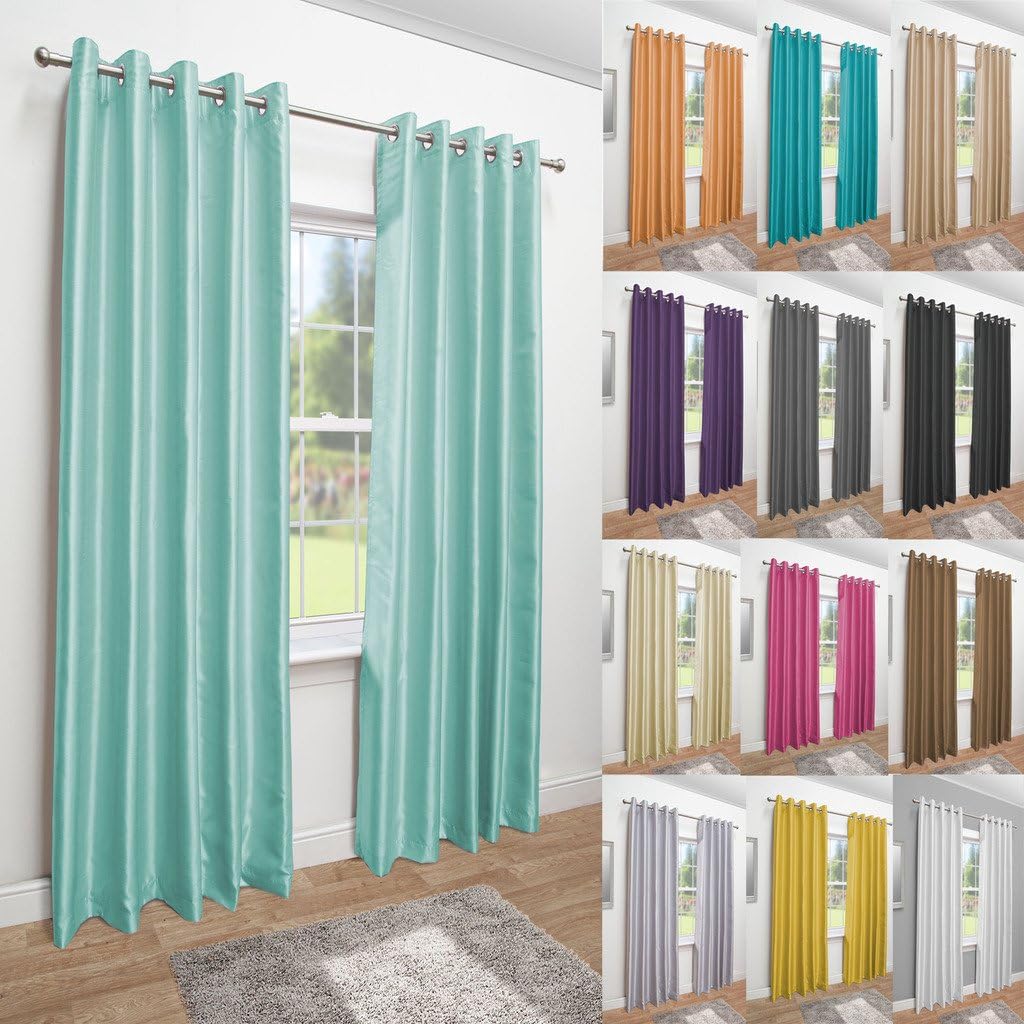 John Aird Luxury Faux Silk Fully Lined Eyelet Curtains (Duck Egg, 117cm Width x 183cm Drop (46"x 72")