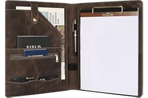 DUKE&COW Personalized Leather Portfolio for Men, Engraved Leather Clipboard Portfolio Binder, Custom Leather Legal Pad Padfolio, Christmas Gift for His/Her (Clipboard, Grey-Standard)