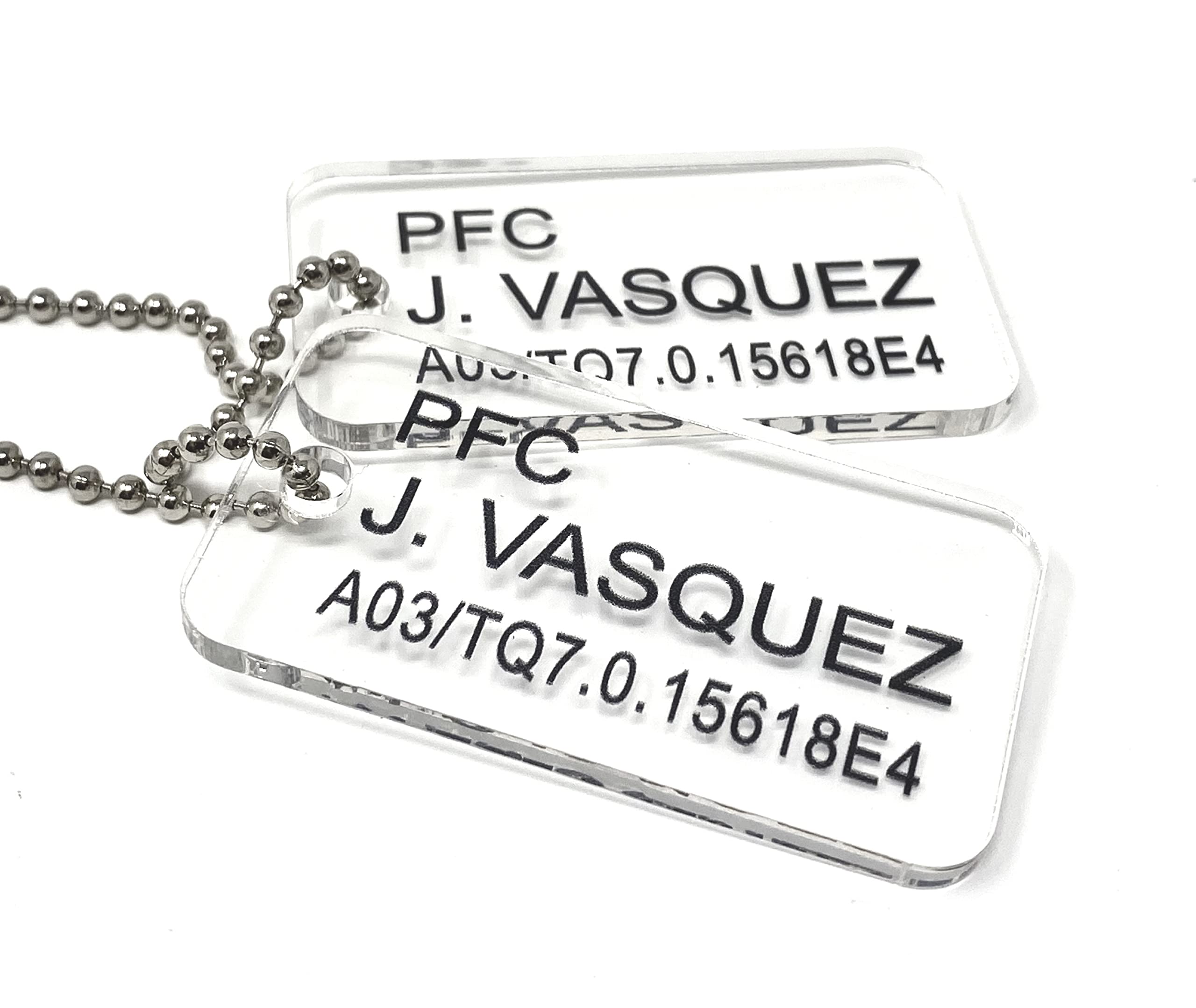 Aliens US Colonial Marine (USCM) Acrylic Dog Tags - PFC J. Vasquez