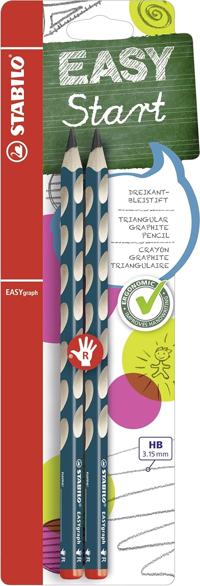 STABILO EASYgraph Ergonomic Graphite Pencil Right-Handed HB 2 Pack Petrol
