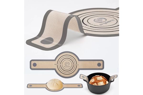 Silicone Bread Sling Dutch Oven - Best Japan Silicone. Non-Stick & Easy Clean Reusable Silicone Bread Baking Mat. with Extra
