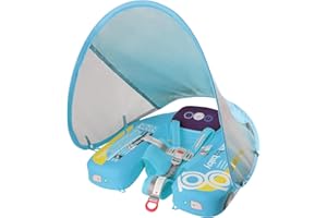 Mambobaby Baby Pool Float with Canopy, Kalolary Non-Inflatable Baby Swim Float Infant Swim Trainer Ring Toddler Pool Float wi