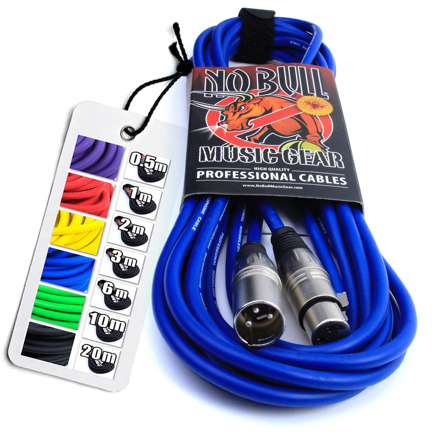 No Bull Nordell Music Gear' Premium XLR Cable (Blue, 6m): Achieve a Clearer Audio Signal with Balanced Male to Female Microphone Lead, plus Cable Tie