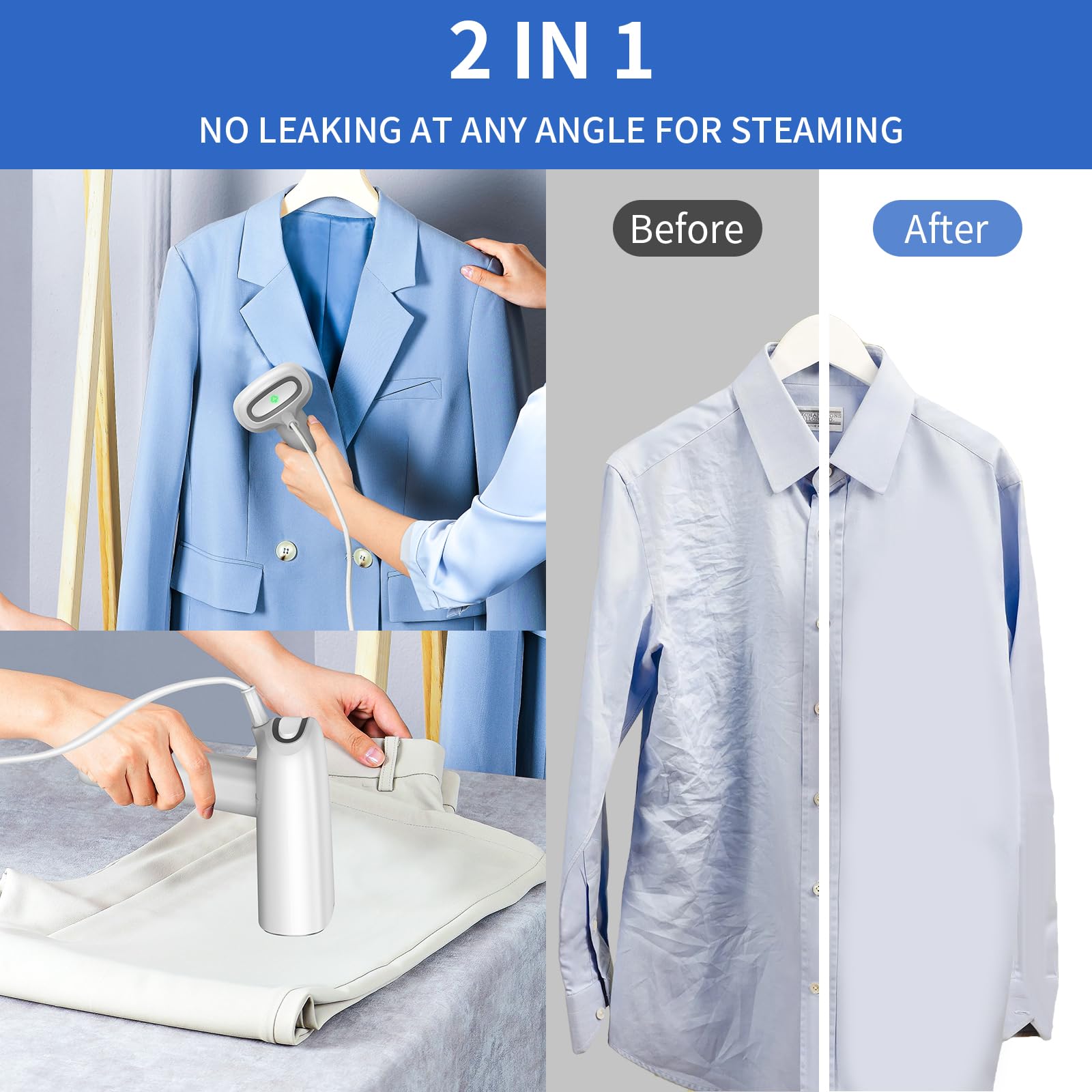 Steamer for Clothes, Travel Clothing Steamer, Handheld Folding Garment Steamer,30-Sec Fast Heat-up,Portable 1100W 120ml Fabric Wrinkle Remover for 110V-120V US-CA