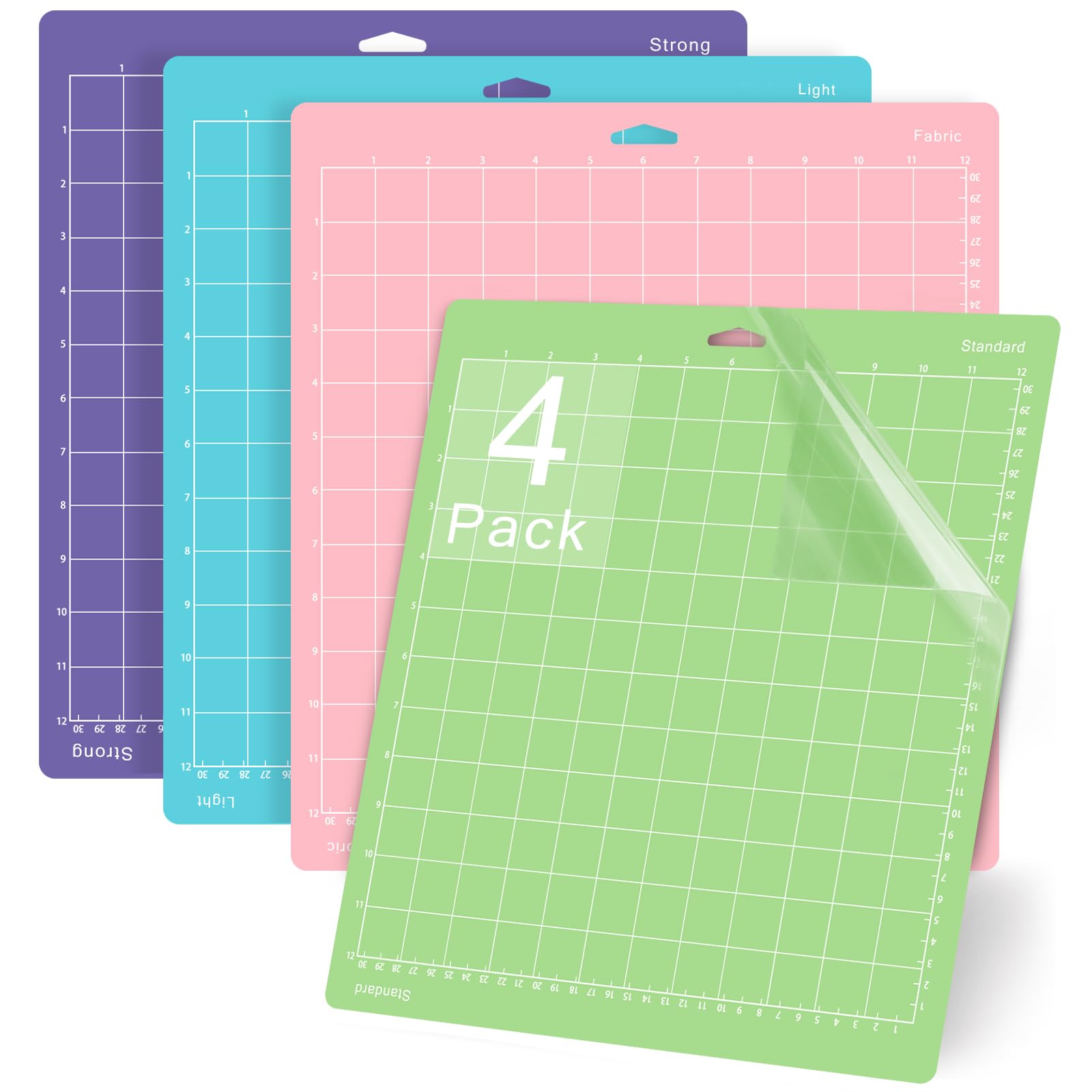 Gwybkq Cutting Mats 12x12 4 Pack, Compatible With Cricut Explore One/Air/Air 2/Maker 3/Maker Replacement Accessories (Standard,Light,Strong,Fabric) for Supply