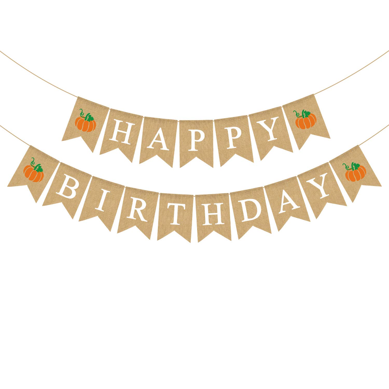Rainlemon Jute Burlap Happy Birthday Banner with Pumpkin Rustic Fall Autumn Birthday Party Garland Decoration
