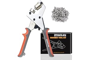 ZONGLAN Grommet Tool Kit, Eyelet Tool Multi-Purpose Handheld Manual DIY Hole Punch Press Plier Crimper with Metal Grommets Washers (3/8")