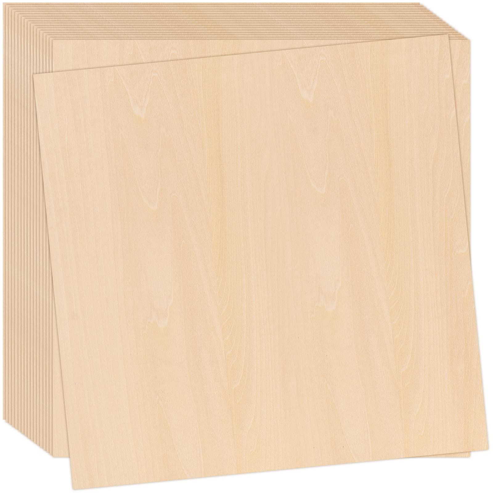 MUKLEI 18 Pieces 300 x 300 x 2 mm Basswood Sheets, Thin Plywood Board, Unfinished Basswood Sheets Square Plywood Sheets for DIY Models, Pyrography, Painting, Arts and Crafts
