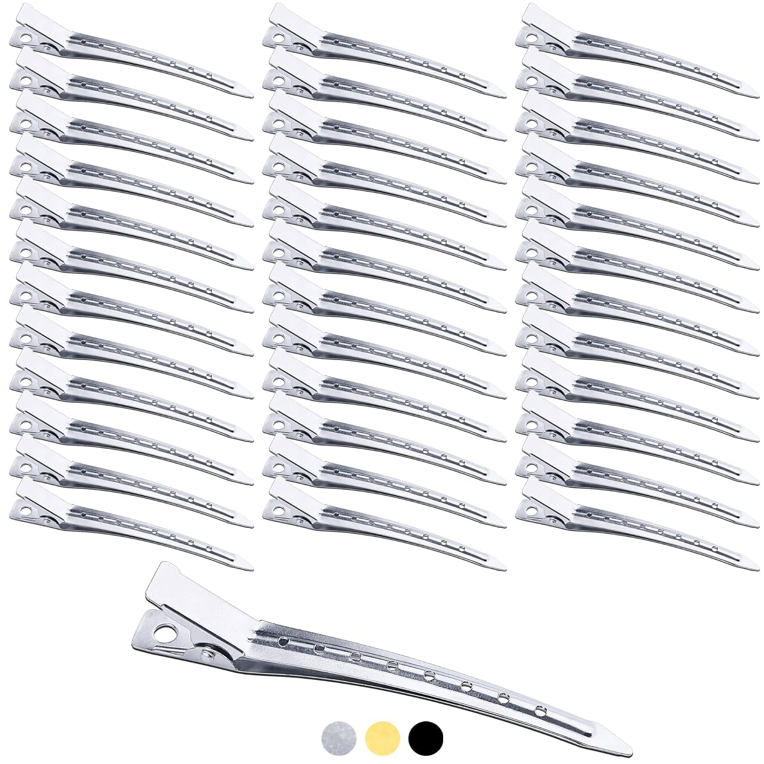 Mbsomnus 36pcs Hair & Clip for Styling 3.5 Inch Silver Sectioning & Metal Pin Curl Clips for Long Hair Roller & Duckbill Hairdressing — image 1