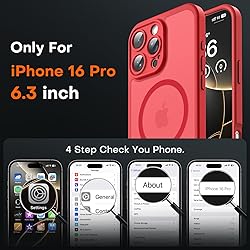 TOCOL Magnetic for 16 Pro Red Case, Upgraded Full