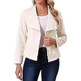 Seta T Women's Faux Suede Jackets 2025 Fall Winter Clothes Long Sleeve Open Front Cropped Coat Outwear