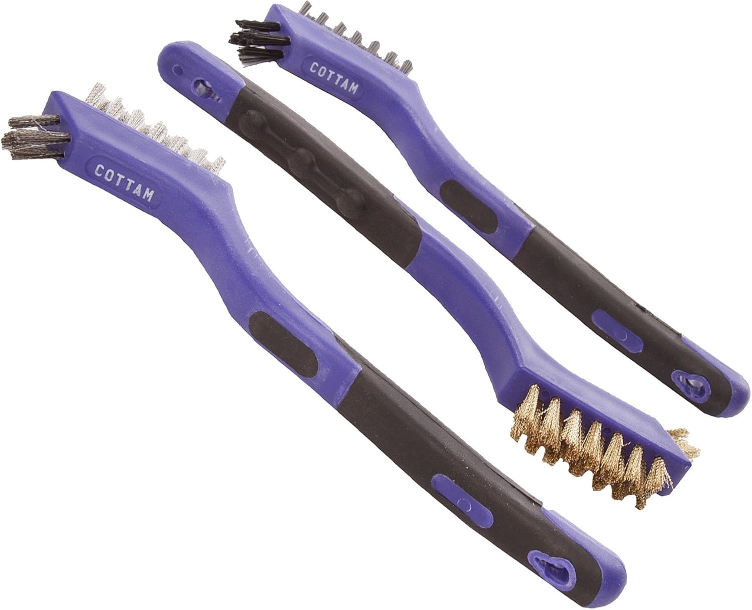 COTTAM Mini / Small Wire Brush Set (x3 Wire Brushes), Purple, 27 cm x 2 cm x 11 cm