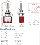 Heschen MTS-123 Mini Momentary Toggle Switch SPDT 3 Pin 2A 250V 5A 125V Pack of view 3