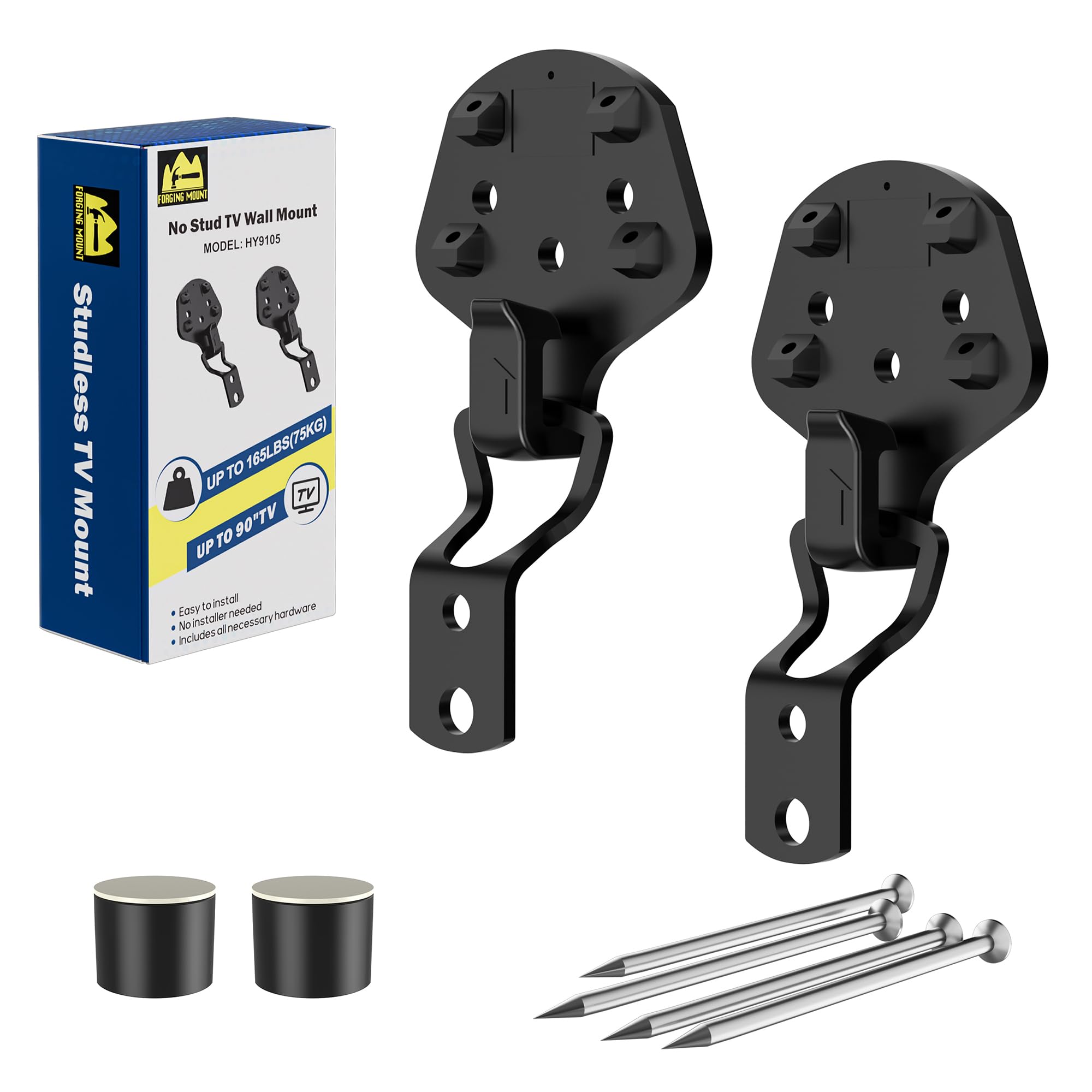 FORGING MOUNT Wall Mount NO Stud - Easy Install No Drill TV Mount Bracket, DIY for 29-90 Inch TVs, Holds Up to 75KG, Fits Most LED LCD Flat Screens & Monitors, Includes Hardware, Max VESA 900x600mm