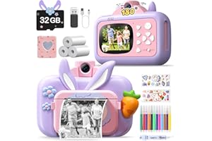 Instant Print Camera for Kids 6-8,Kids Instant Print,Toddler Camera Selfie Digital Video Camera Refill Paper&32G SD Card&Came