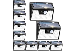 Peasur Solar Lights Outdoor [10 Pack/140LED], Solar Motion Sensor Outdoor Lights, Security Light 3 Working Modes, Waterproof for Outside Garden Yard Fence