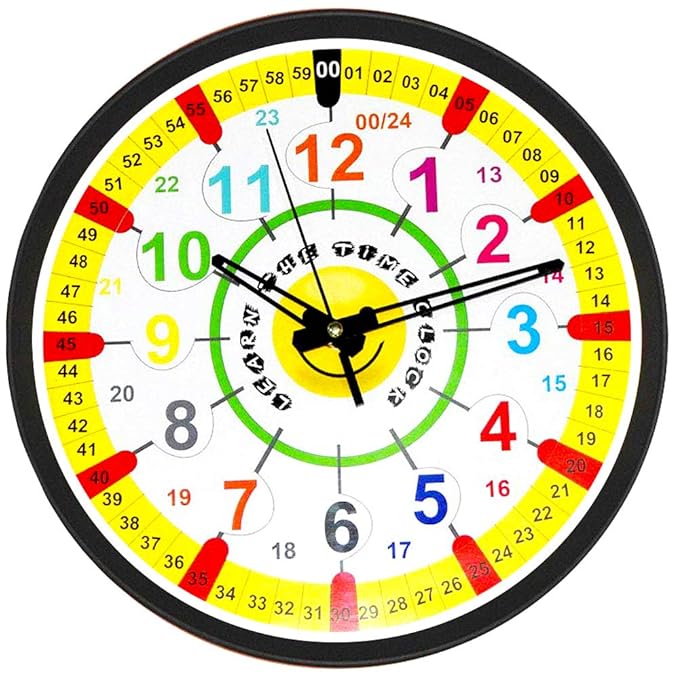 Buy Easy to Read Time Teacher Children’s Wall Clock 12 and 24 Hour
