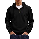 JMIERR Mens Quarter Zip Essentials Hoodies Casual Pullover Sweatshirts | 1/4 Zip up, Cotton Blend, Fleece lined, Kangaroo pocket, Adjustable drawstring hood, Loose fit, Fall &amp; Winter