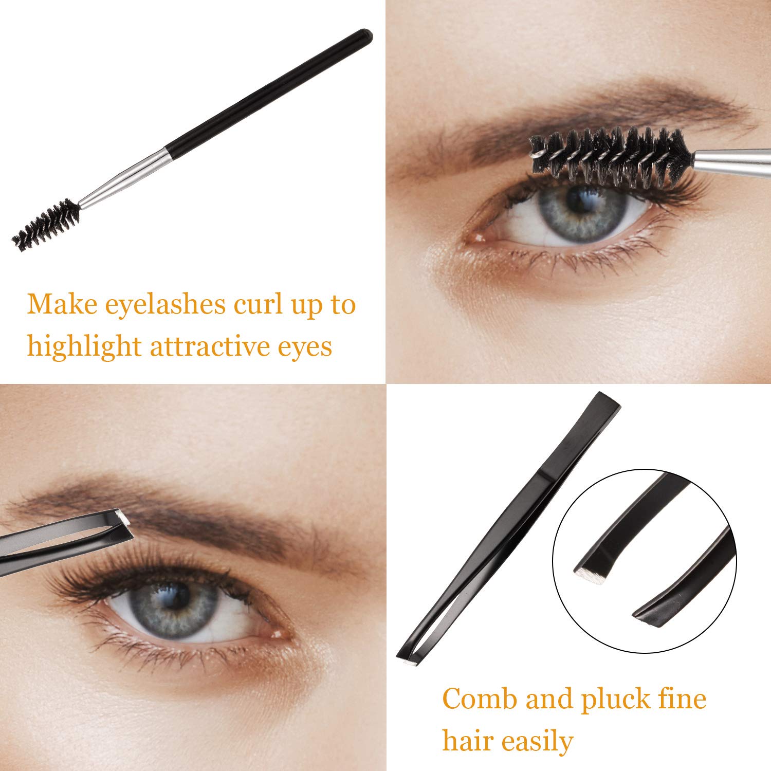 Eyebrow Razor 15 in 1 Eyebrow Kit Eyebrow Trimmer Facial Razor Eyebrow Scissors Eyebrow Tweezers Eyebrow Brush Comb Mirror Blades with Storage Bag for Women: Beauty