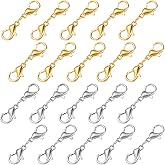 Molain 20Pcs Double Lobster Clasp Necklace Extender Connector Bracelet Extension, Gold and Silver Lobster Claw Clasps for DIY Jewelry Making
