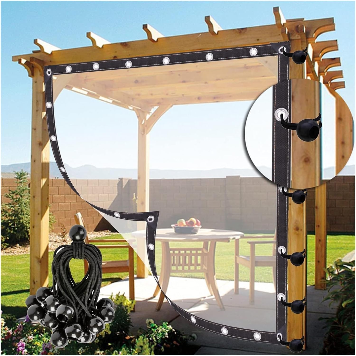 Outdoor Curtains - WBBML Clear Outdoor Curtain Waterproof Tarp Sheet, with Eyelet Dustproof Rainproof Tarpaulin for Gardening, Gazebo, Customizable (Color : Clear, Size : 8'x10'/2.5x3m)