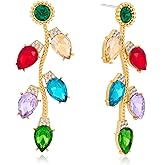 TOVABA Christmas Earrings for Women, Cute Christmas Tree Earrings Dainty Gold Plated Reindeer Snowflake Light Bulb Dangle Earrings Hypoallergenic Xmas Earrings Trendy Chirstmas Jewelry for Women