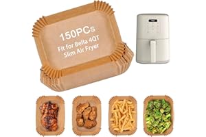 DLINGREAM 150 Pcs Parchment Paper Air Fryer Paper Liners for bella 4Qt Slim Air Fryer, Airfryer Rectangular Liners Disposable Parchment Baking Paper Iner Nonstick - Oil Proof Easy Cleanup for Cooking