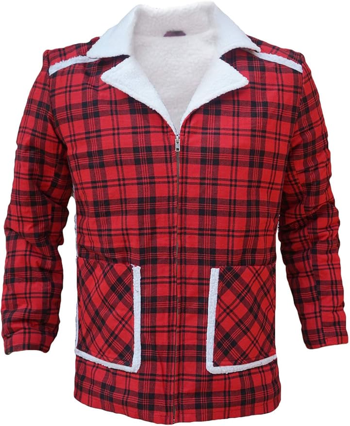 Buy Flannel Checkered Jacket Faux Fur Shearling Red Coat (xs) at Amazon.in