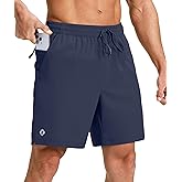 Ksmien Men's Running Shorts 7 Inch with Zipper Pockets Quick Dry Lightweight Athletic Shorts for Workout Gym Basketball